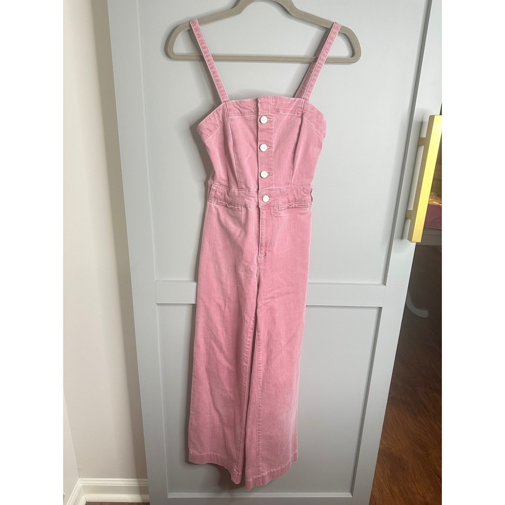 PAIGE Women's Anessa Ankle Culotte Denim Button Front Wide Leg Jumpsuit Sz‎ 23